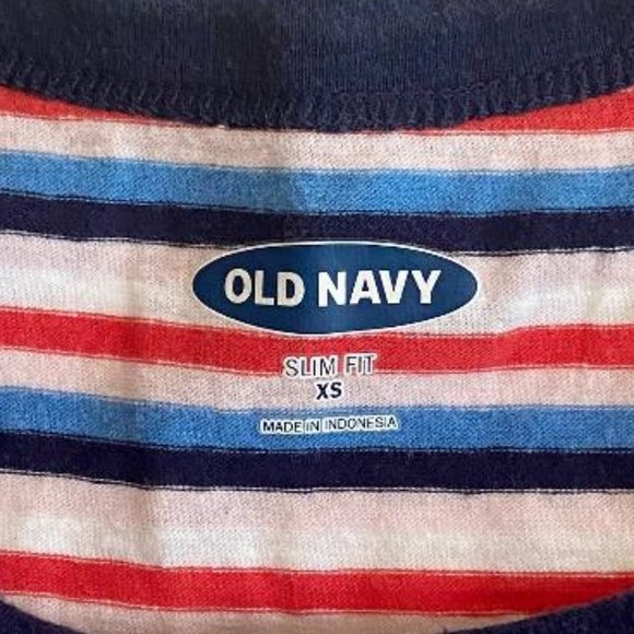 Old Navy Women's Slim-Fit Red, Blue & White Striped T-shirt - Picture 5 of 8